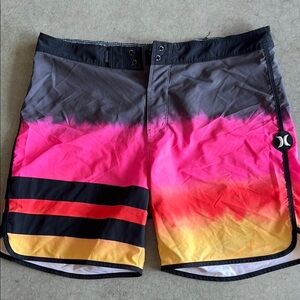 Hurley Gradient Swim Shorts with Pink and Yellow